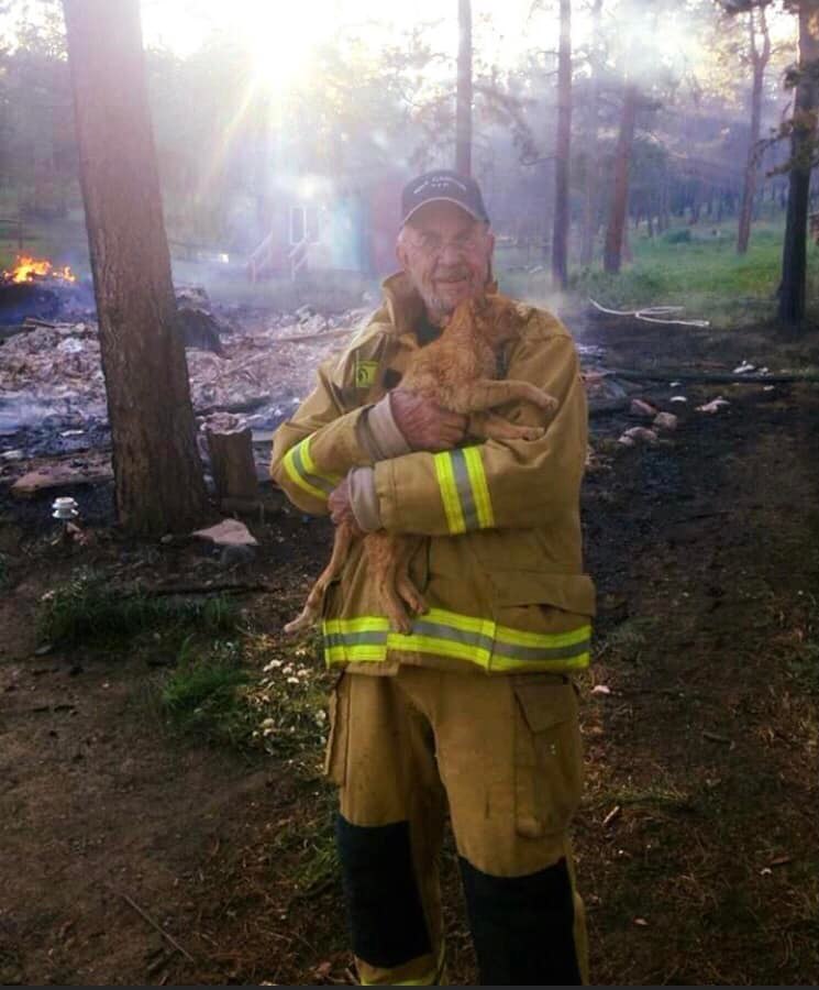 Norm saving a cat during the High Park Fire, 2012